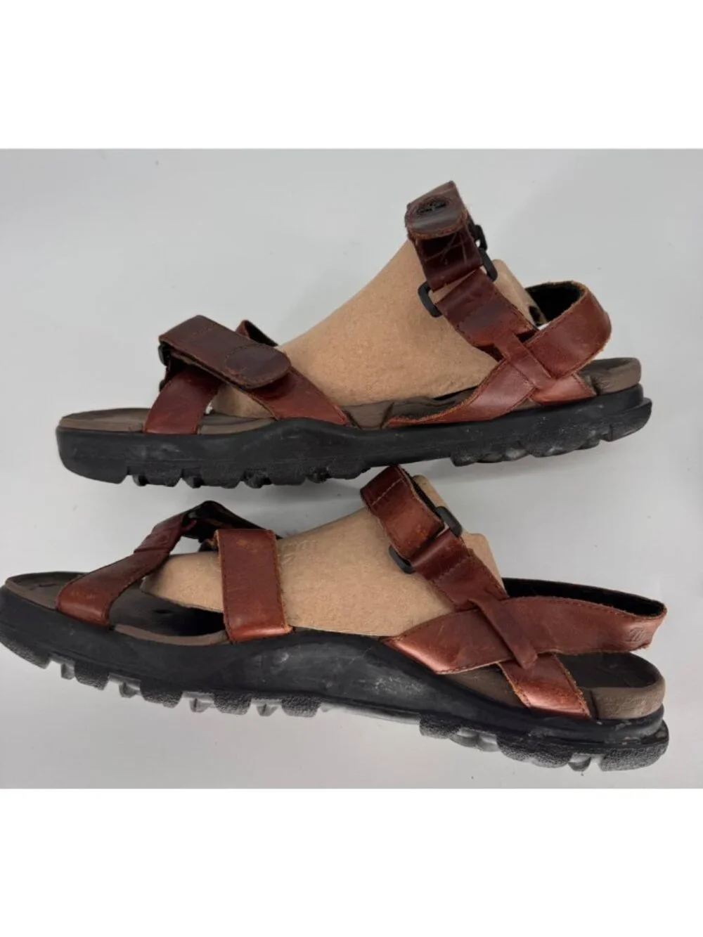 Timberland Vintage Brown Leather Sandals With Adjustable Straps Mens Size 13M